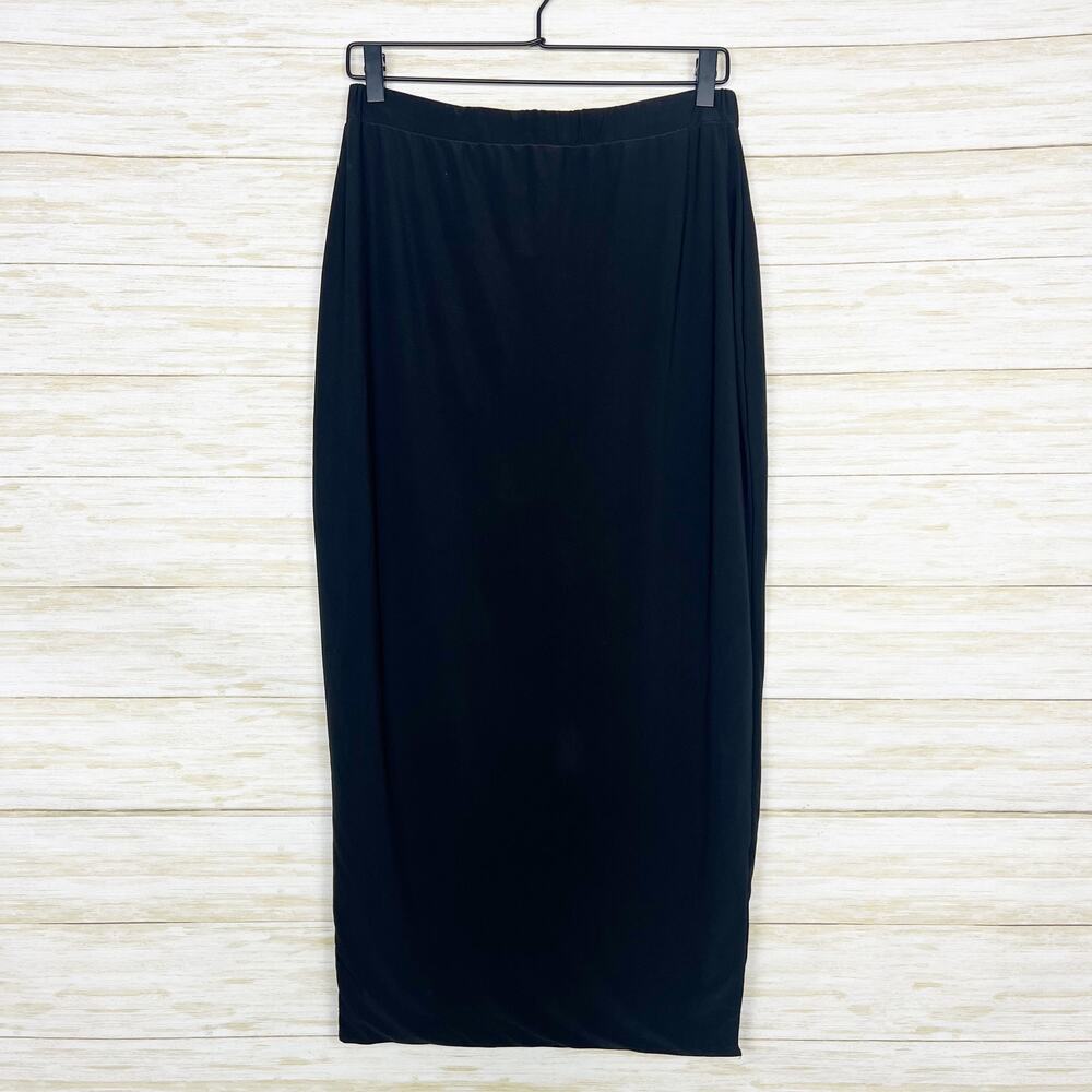 PrettyLittleThing Ribbed Bodycon Midi Skirt Black
